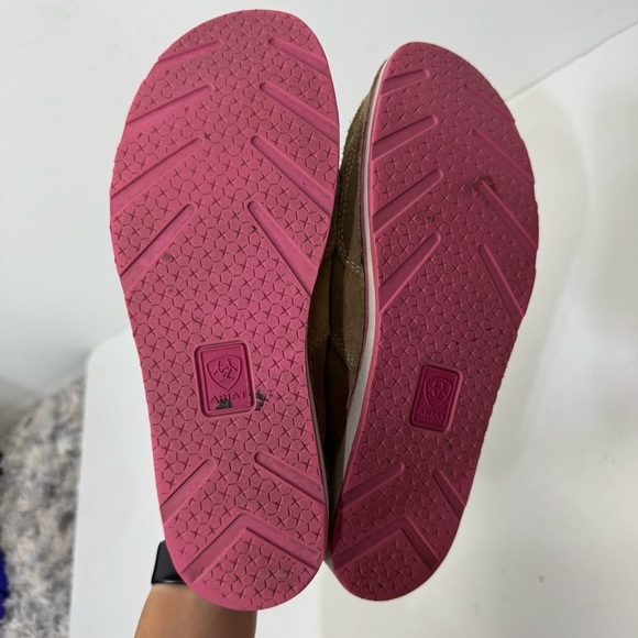 Ariat Brown Leather Suede Slip On Loafers Shoes Western Rodeo - Picture 6 of 6